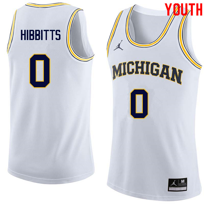 Youth #0 Brent Hibbitts Michigan Wolverines College Basketball Jerseys Sale-White - Click Image to Close